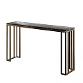 Modern Console Table With Black Marble Top And Gold Metal Frame 3d model