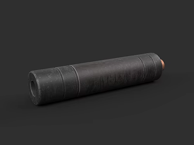 Black Cylindrical Artillery Shell With Brass Tip Military Weapon Design 3d model