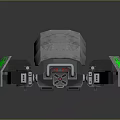 Advanced Mechanical Device With Green Cross Logo Multiple Metallic Gray Modules And Support Structure 3d model