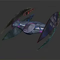 Sci Fi Spaceship Streamlined Design Blue Gray Color Wing Like Structures And Pink Accents 3d model
