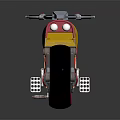 Unique Modern Yellow And Pink Motorcycle With Black Tires And Kart Design
