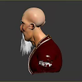 3D Game Movie Character Bald Head With Green Forehead Symbol Long White Beard Pink Outfit