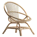 Rattan Leisure Chair with Woven Seat and Curved Armrests Modern Minimalist Design