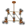 Modern Chandelier with Multiple Glass Globe Bulbs and Metal Frame for Contemporary Interior