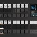 Modern Switch Panels With White Black Gray Sockets And Smart Control Screen 3d model