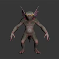 Mythical Fantasy Game Movie Character With Fish Like Fins Pink Purple Skin And Yellow Eyes