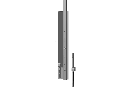 Modern Shower System With Wall Mounted Metal Rod And Handheld Showerhead 3d model