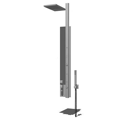 Modern Shower System With Wall Mounted Metal Rod And Handheld Showerhead 3d model