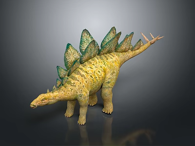 Stegosaurus Dinosaur Model With Yellow Body Green Plates Detailed Design 3d model