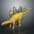 Stegosaurus Dinosaur Model With Yellow Body Green Plates Detailed Design