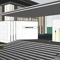 Modern Garden Landscape Design With Marble Walls Steps Green Plants And Fountains