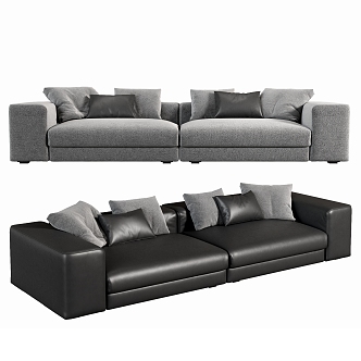 Minotti Two-Person Sofa Leather Sofa Pillow One-Fit Sofa 3d model