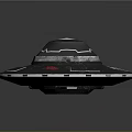 Futuristic UFO Spaceship Design For Cosmic Exploration With Blue Glowing Edges And Symbols