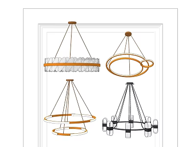 Modern Chandeliers With Different Styles Metal Frames And Glass Elements Design 3d model