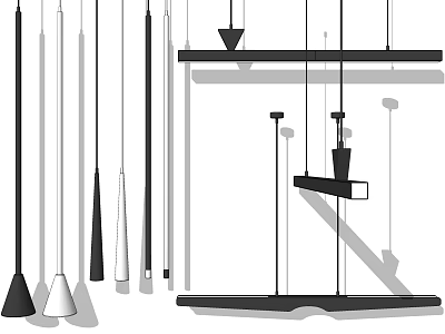 Modern Geometric Chandelier Design With Cone Shapes And Hanging Fixtures For Interior Decor 3d model