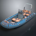 Blue Inflatable Boat For Family Leisure With Comfortable Seats And Console
