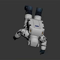 3D Model Of Astronaut Running In White Spacesuit With Gold Helmet And Blue Gloves 3d model