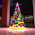 Eye-catching Festive Photo Check-in Spot With Giant Colorful Block Christmas Tree In Shopping Mall