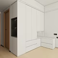 Modern White Wardrobe Interior Design With Multiple Cabinets And Drawers 3d model