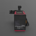 Vintage Digital Video Camcorder With Red Black Body And Large Lens Design