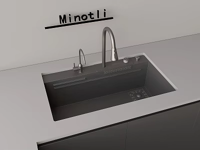Minotli Modern Stainless Steel Kitchen Sink With Built In Faucet And Countertop Design 3d model