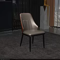 Modern Luxury Dining Chair With White Leather Seat Brown Accent Backrest And Black Metal Legs