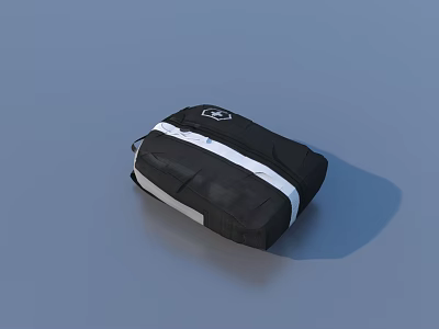 Stylish Black Travel Bag With White Stripe And Logo For Daily Use 3d model