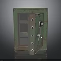 Rusty Green Safe With Open Door And Shelves Inside Vintage Design