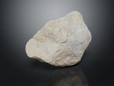 Light Colored Natural Stone with Rough Surface and Natural Texture on Dark Background with Reflection 3d model