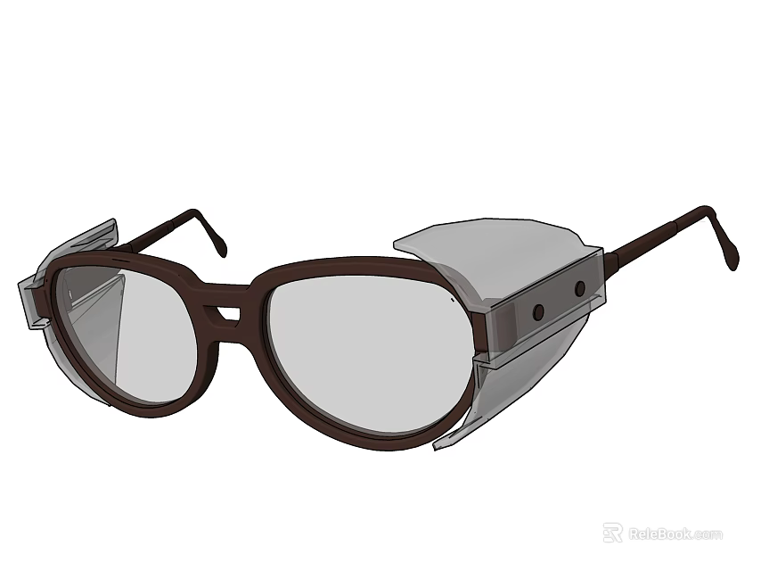 Stylish Jewelry Eyewear With Brown Frame And Transparent Protective Lenses 3d model 
