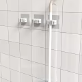 Sturdy Wall Hooks Installed On White Tile Wall For Hanging Rod In Home 3d model
