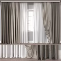 Elegant Gray and White Curtains with Soft Drapery and Pleated Window Design