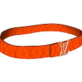 Orange Louis Vuitton Belt With Monogram Pattern And LV Buckle Design