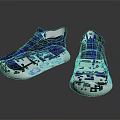 Blue Casual Sneakers With Velcro Straps White Sole And Blue Dots Design