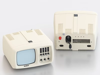 Vintage White TV Sets With Classic Design And Control Panel Features 3d model