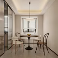 Modern Living and Dining Area with Beige Sofa Black Coffee Table City View and Plants