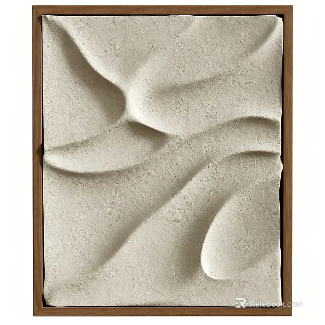 Unique Abstract Painting With Sand Like Textured Patterns In Wooden Frame 3d model 