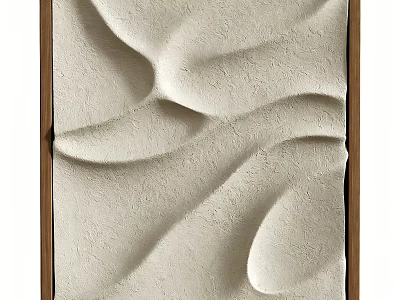 Unique Abstract Painting With Sand Like Textured Patterns In Wooden Frame 3d model