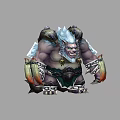 White Haired Green Eyed Giant Game Movie Character With Metal Armor Clawed Weapons Fierce Look