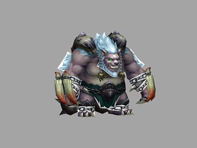 White Haired Green Eyed Giant Game Movie Character With Metal Armor Clawed Weapons Fierce Look 3d model