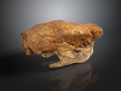 Large Ancient Animal Fossil Skull With Prehistoric Bone Structure And Scientific Significance 3d model