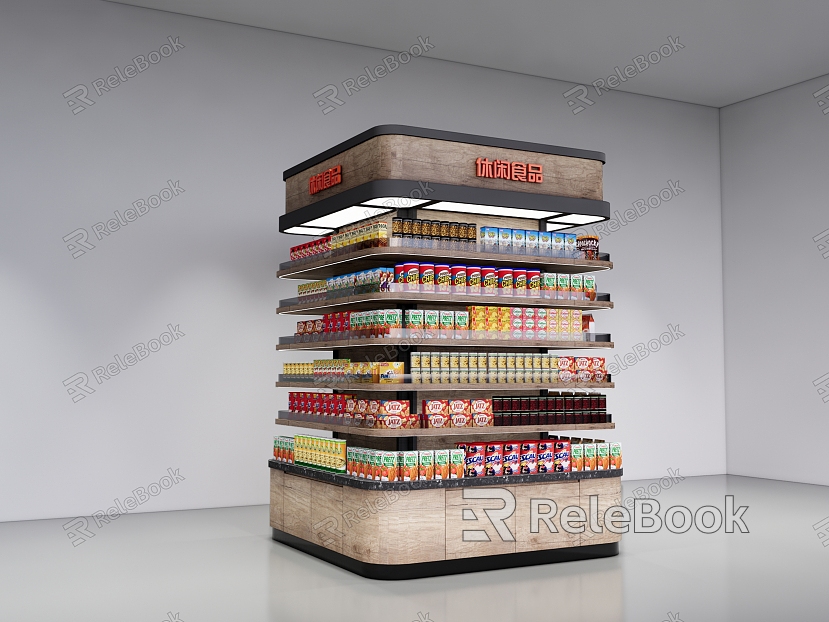 Supermarket Pillar Snack Food Shelf model