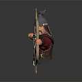 Game Movie Character Archer in Blue Helmet and Red Robe Drawing Longbow with Metal Armor