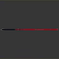 Unique Red And Black Curved Blade Weapon With Decorative Design And Metallic Parts