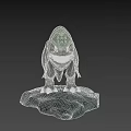 Game Movie Monster Character with Green Skin Big Eyes and Open Mouth Standing on Rock