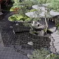 Modern Residential Landscape Design With Stone Path Water Feature And Greenery