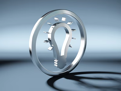 Modern Silver Metallic Circular Frame Decorative Ornament Set With Light Bulb Design 3d model