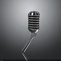 Vintage Classic Microphone With Metal Body And Retro Audio Equipment Design