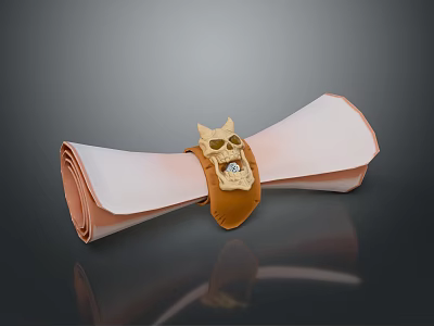 Carved Sculpture Napkin Ring With Skull And Gear Design For Table Decoration 3d model