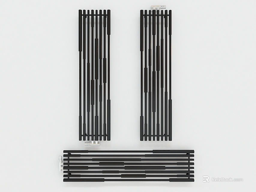 Modern Black Radiators With Vertical And Horizontal Sleek Design For Home Heating 3d model 